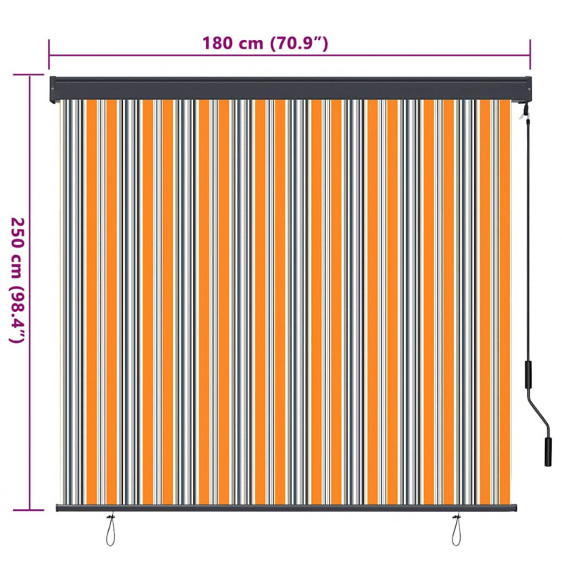 Roleta Żółty i Niebieski 180 x 250 cm Materiał i Aluminium