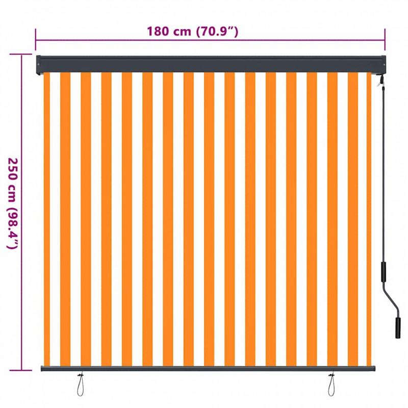 Roleta Biały i Pomarańczowy 180 x 250 cm Materiał i Aluminium