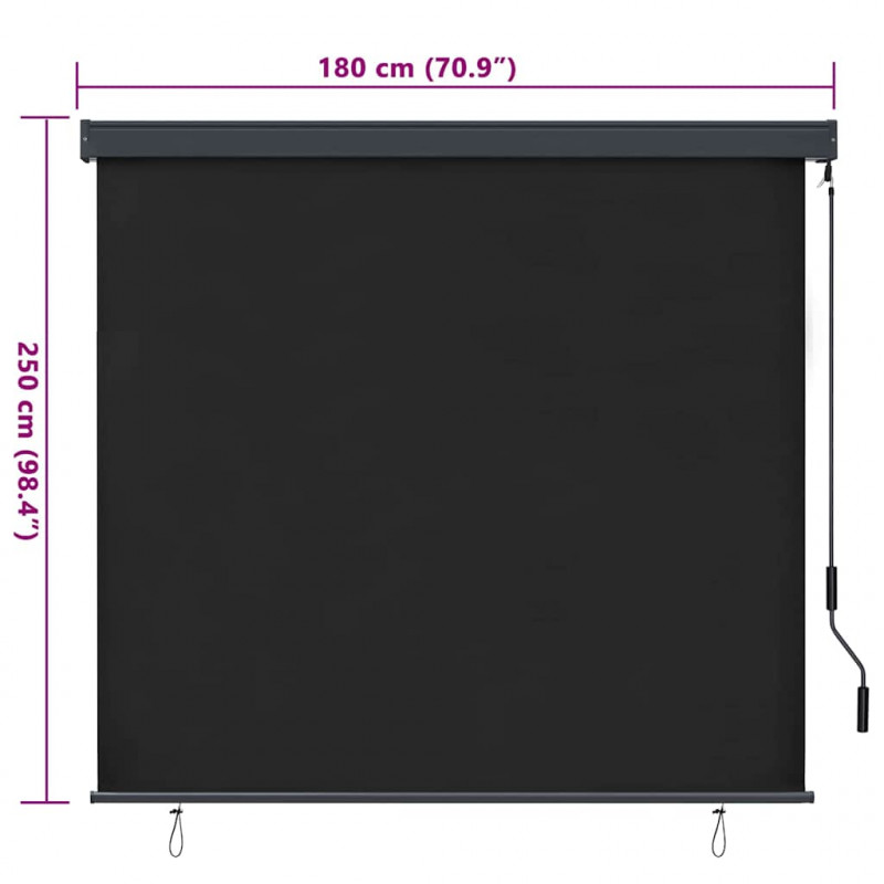 Roleta z zasłonami Antracyt 180 x 250 cm Materiał i Aluminium
