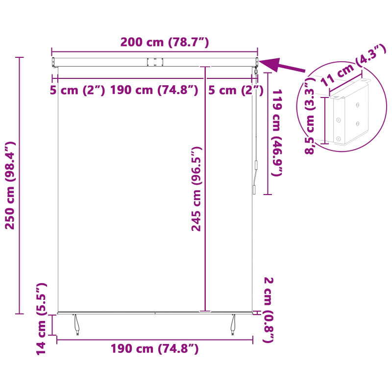 Roleta Niebieski i biały 200 x 250 cm Materiał i Aluminium