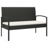 Ławka ogrodowa z poduszką, czarna, 105 cm, polirattan