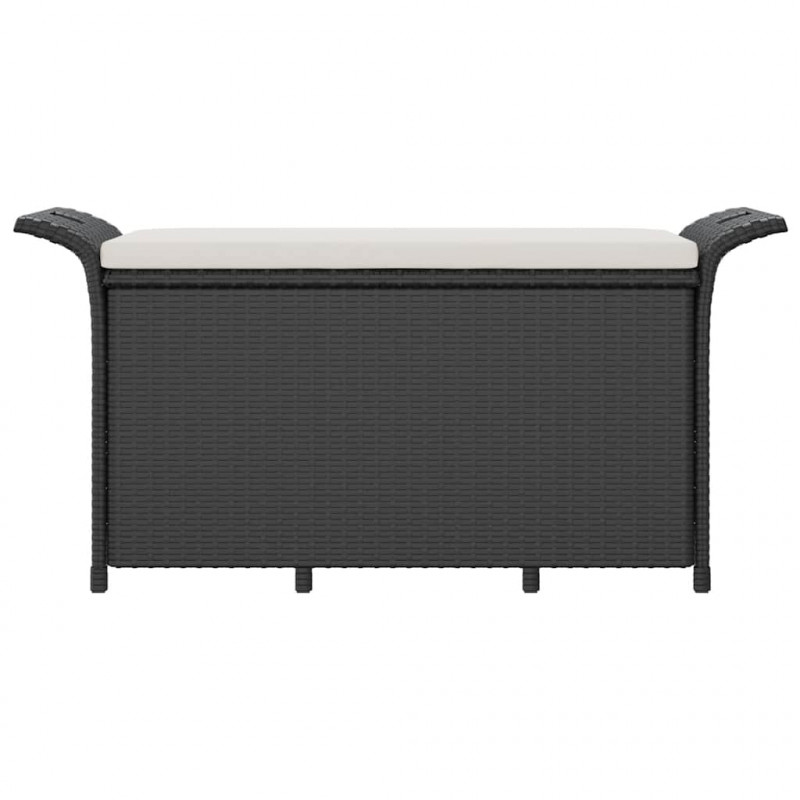 Ławka ogrodowa z poduszką, czarna, 116x46x57 cm, polirattan