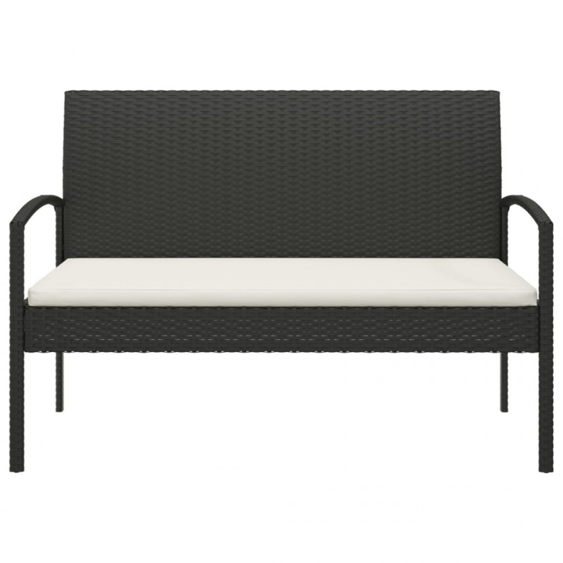 Ławka ogrodowa z poduszką, czarna, 105 cm, polirattan