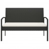 Ławka ogrodowa z poduszką, czarna, 105 cm, polirattan