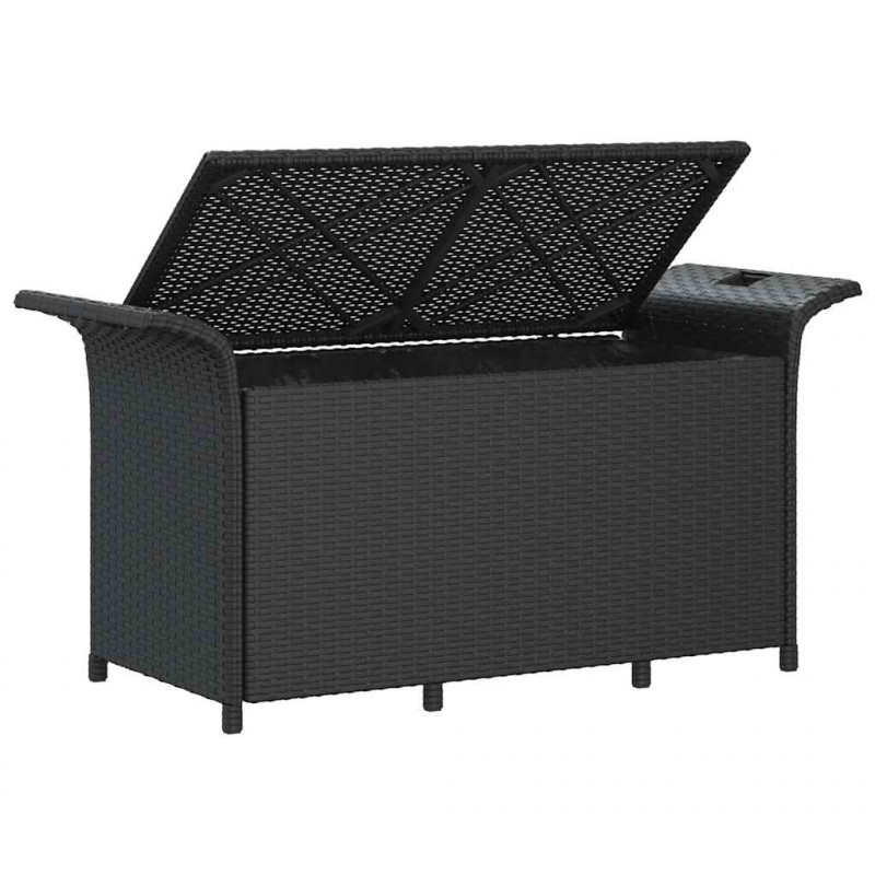 Ławka ogrodowa z poduszką, czarna, 116x46x57 cm, polirattan