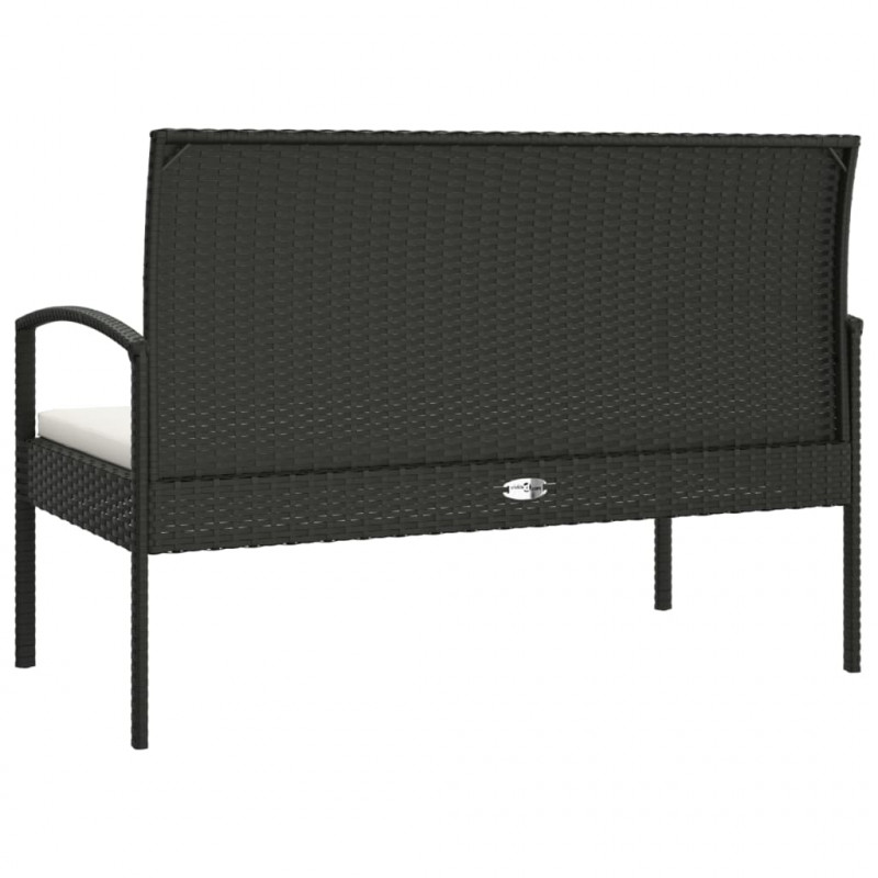 Ławka ogrodowa z poduszką, czarna, 105 cm, polirattan