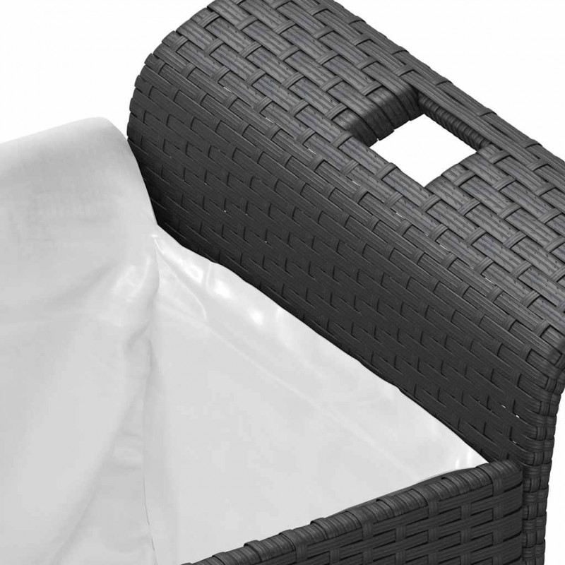 Ławka ogrodowa z poduszką, czarna, 116x46x57 cm, polirattan