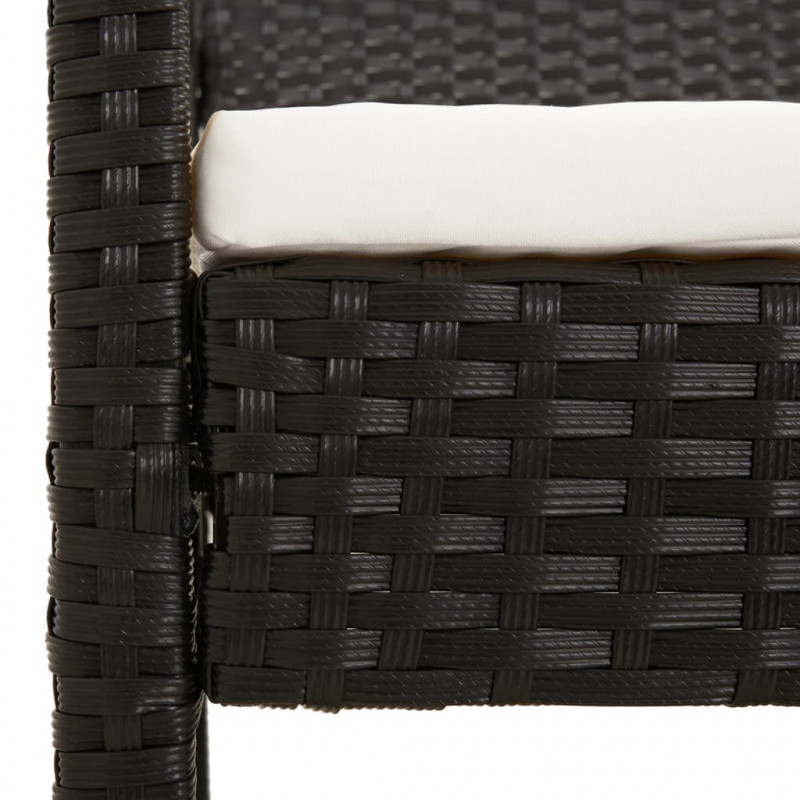 Ławka ogrodowa z poduszką, czarna, 105 cm, polirattan