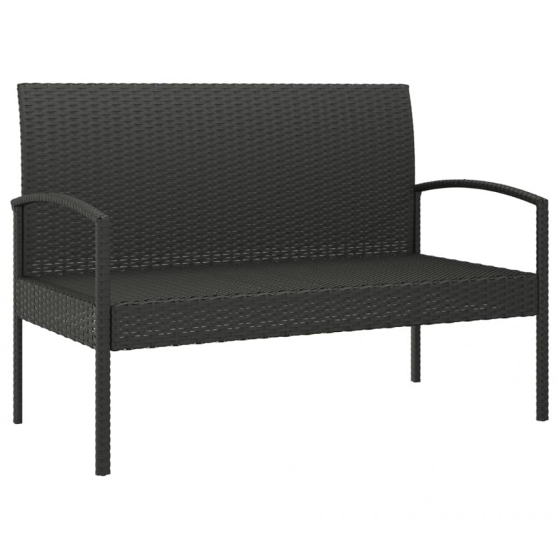 Ławka ogrodowa z poduszką, czarna, 105 cm, polirattan