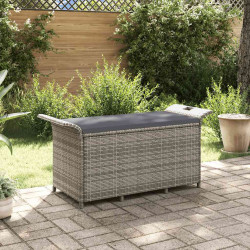 Ławka ogrodowa z poduszką, szara, 116x46x57 cm, polirattan