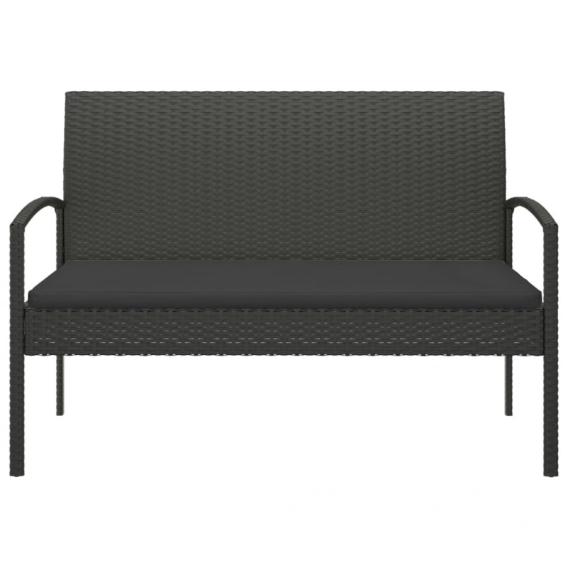 Ławka ogrodowa z poduszką, czarna, 105 cm, polirattan
