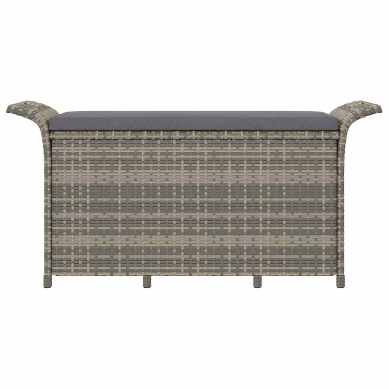 Ławka ogrodowa z poduszką, szara, 116x46x57 cm, polirattan