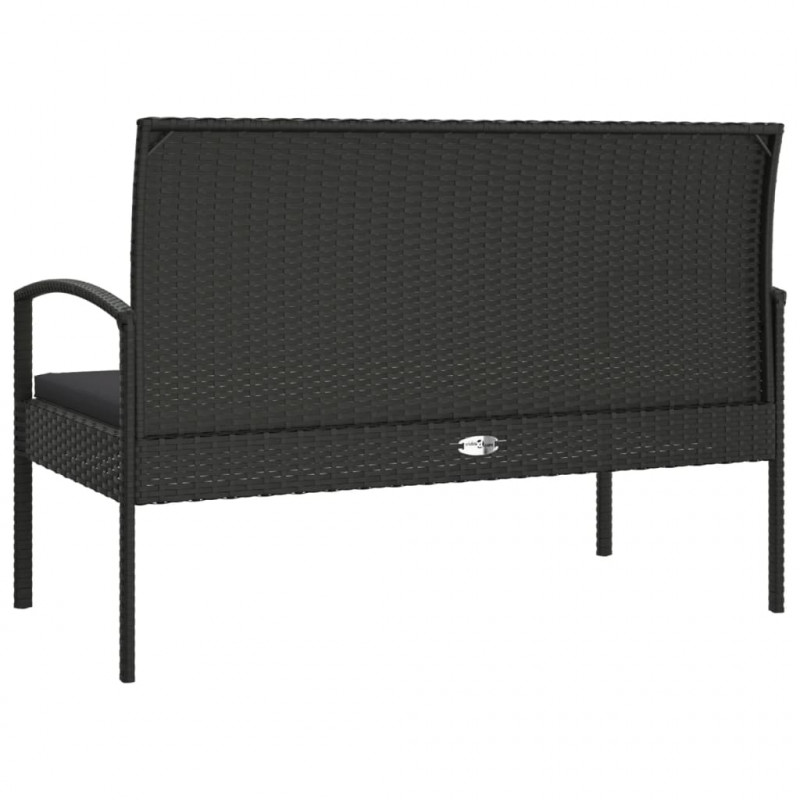 Ławka ogrodowa z poduszką, czarna, 105 cm, polirattan