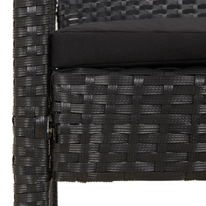 Ławka ogrodowa z poduszką, czarna, 105 cm, polirattan