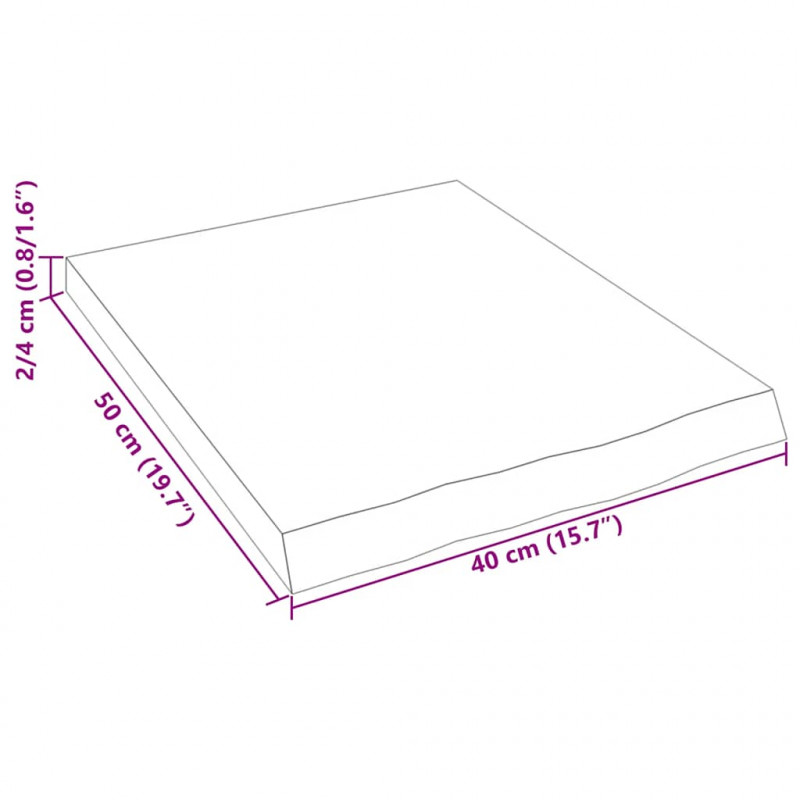 Półka, 40x50x(2-4) cm, surowe lite drewno dębowe