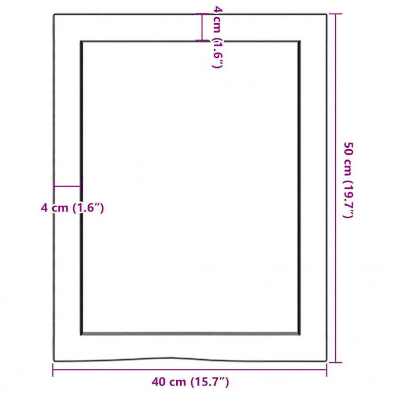 Półka, 40x50x(2-4) cm, surowe lite drewno dębowe