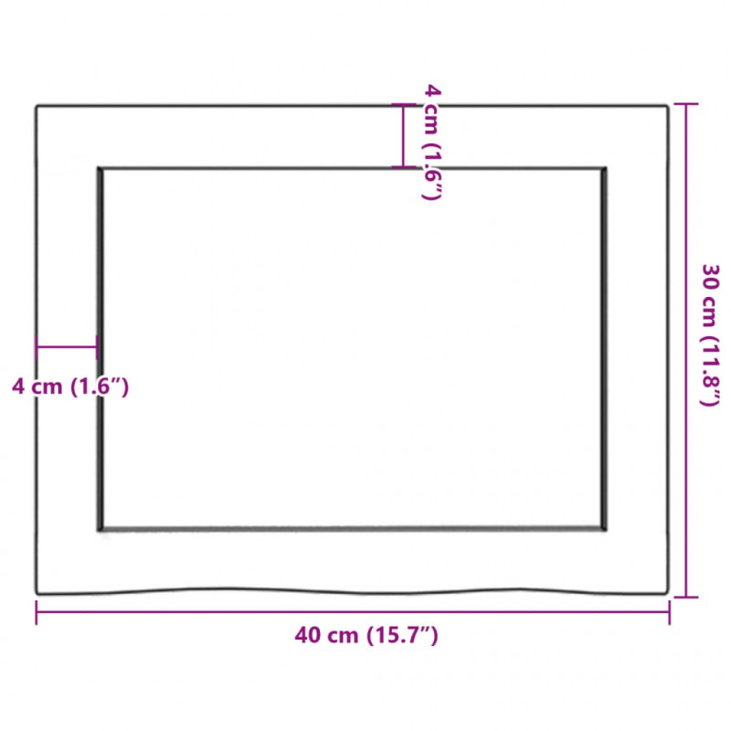 Półka, brązowa, 40x30x(2-4) cm, lakierowane lite drewno dębowe