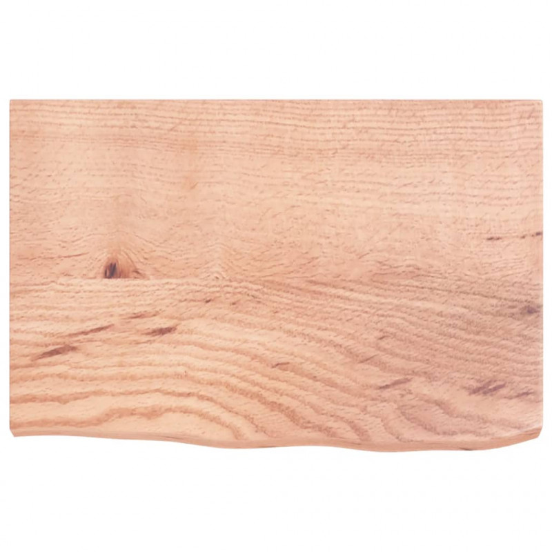 Półka, brązowa, 60x40x(2-4) cm, lakierowane lite drewno dębowe