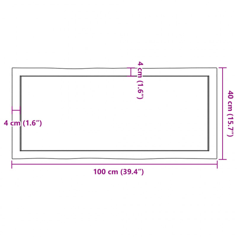 Blat jasnobrązowy 100x40x(2-6) cm drewno z naturalną krawędzią