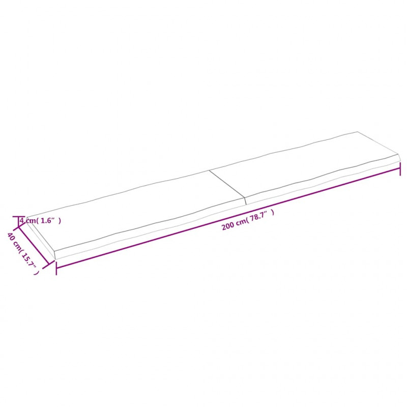 Blat, jasnobrązowy 200x40x(2-4)cm drewno z naturalną krawędzią