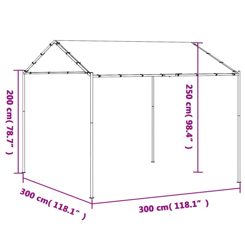 Baldachim ogrodowy, antracytowy, 3x3 m, stal i tkanina