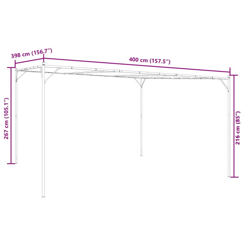 Altana, antracytowa, 4x4 m, 180 g/m², tkanina i stal