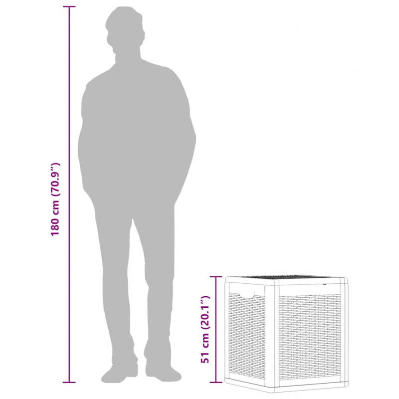 Skrzynia ogrodowa, szara, rattan PP, 90 L