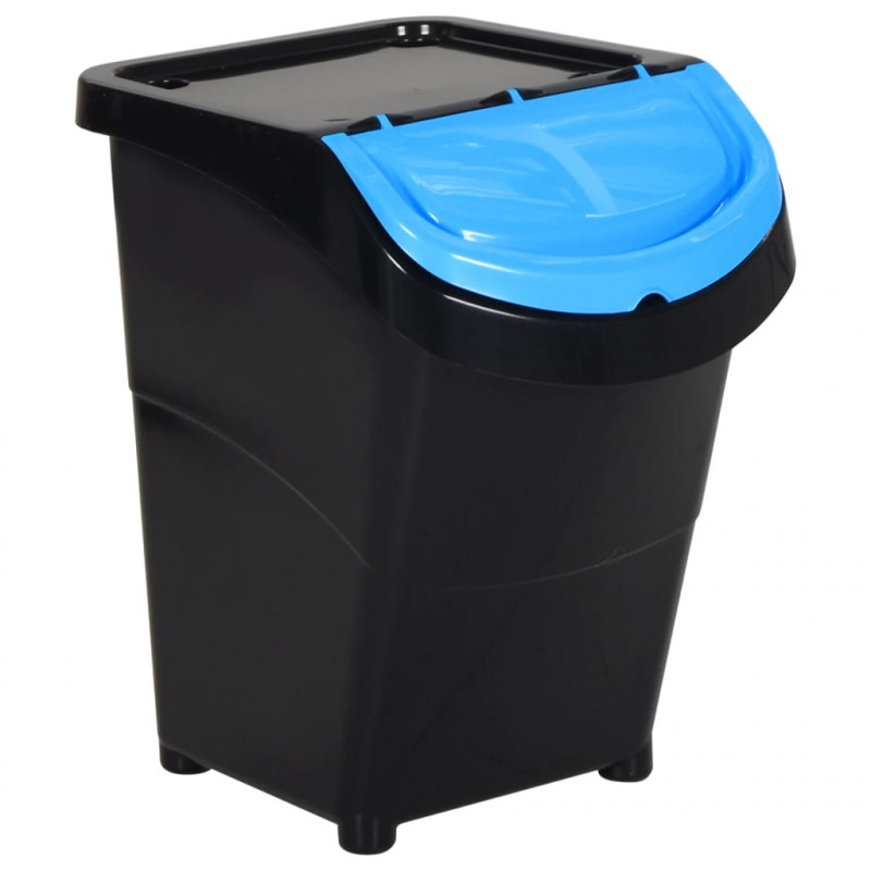 Kosze na śmieci układane w stos, 3 szt., czarne, PP, 120 L