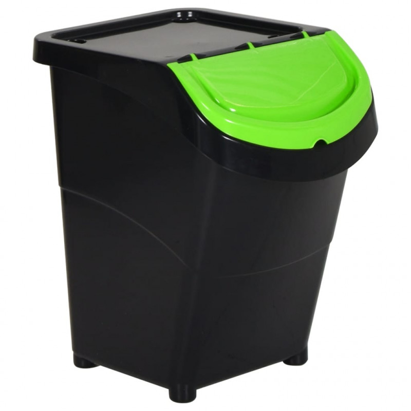 Kosze na śmieci układane w stos, 3 szt., czarne, PP, 120 L