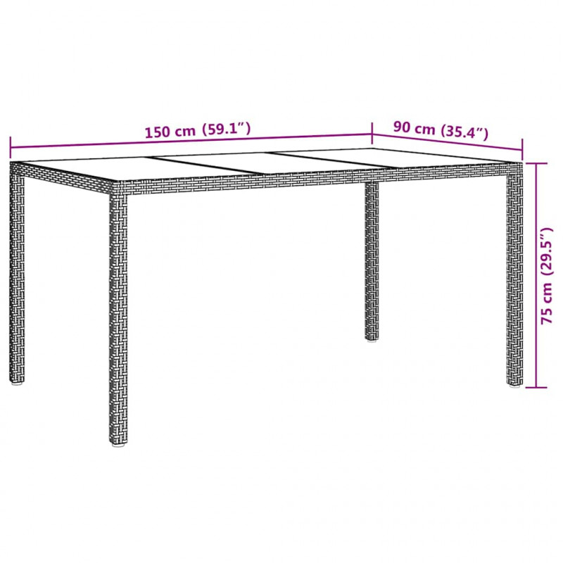 Stół Ogrodowy Czarny 150 x 90 x 75 cm polirattan
