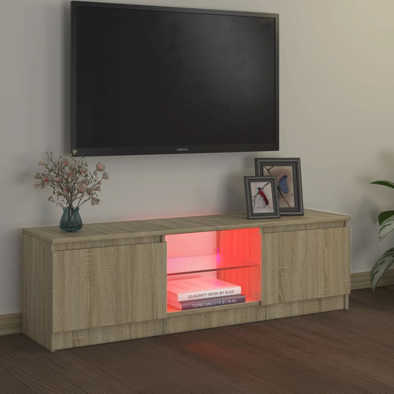 Szafka pod TV z oświetleniem LED, dąb sonoma, 120x30x35,5 cm