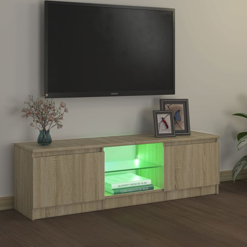 Szafka pod TV z oświetleniem LED, dąb sonoma, 120x30x35,5 cm