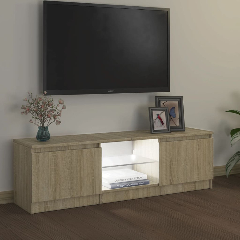 Szafka pod TV z oświetleniem LED, dąb sonoma, 120x30x35,5 cm