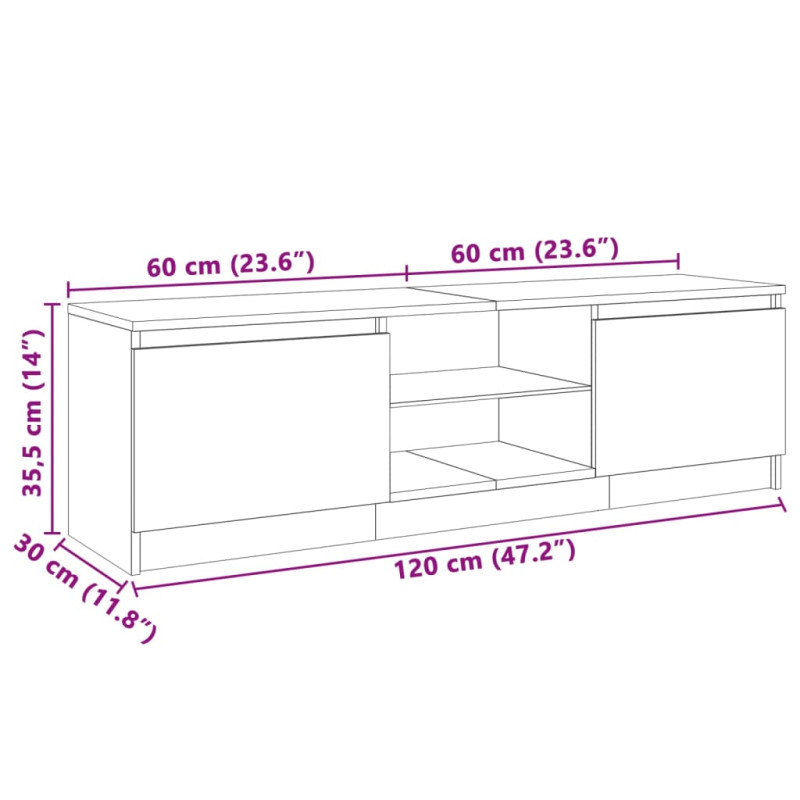 Szafka pod TV z oświetleniem LED, dąb sonoma, 120x30x35,5 cm