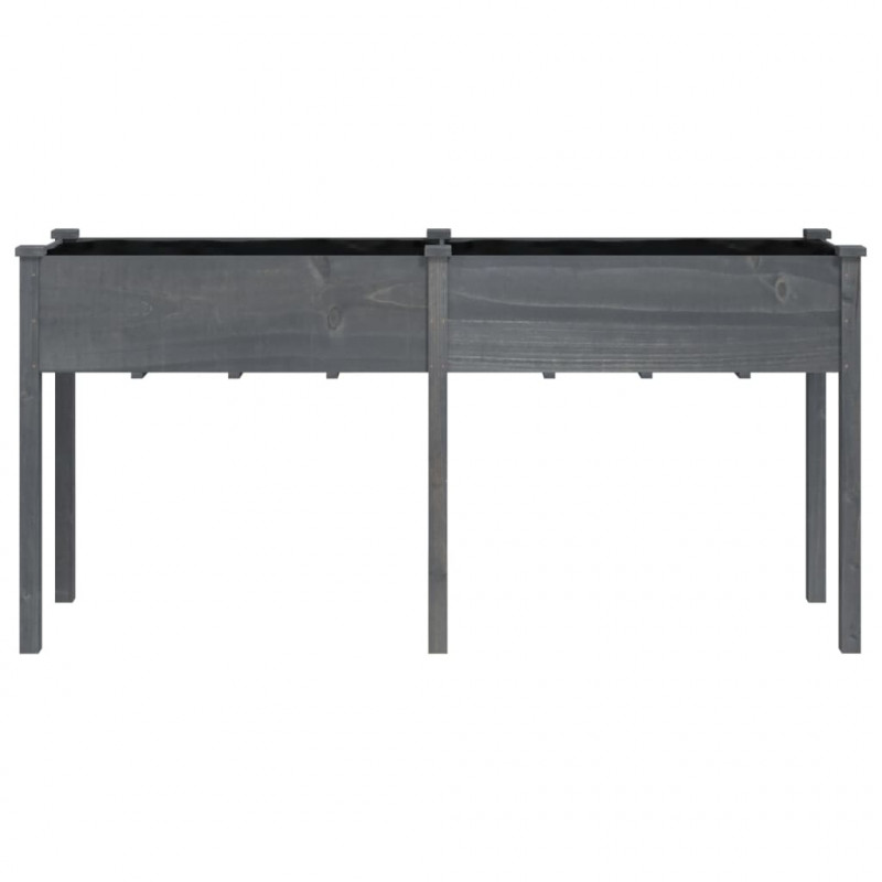 Kwietnik z wyściółką, szary, 161x45x76 cm, lite drewno jodłowe