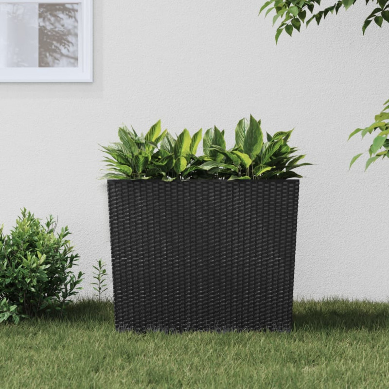 Donica z pojemnikiem wewnętrznym, antracyt, 12/44 L, rattan PP