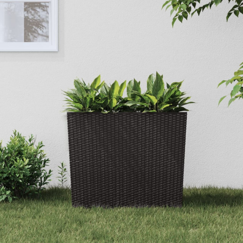 Donica z pojemnikiem wewnętrznym, brązowa, 12/44 L, rattan PP