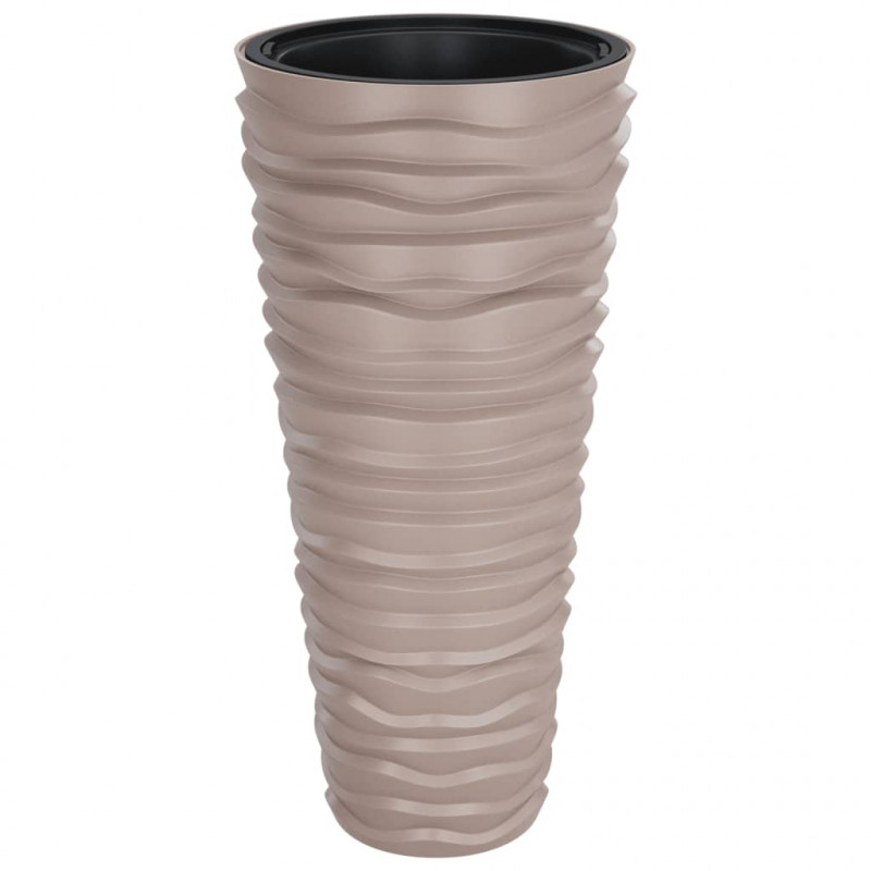 Donica z pojemnikiem wewnętrznym, mocha, 18/45 L, PP, prążki