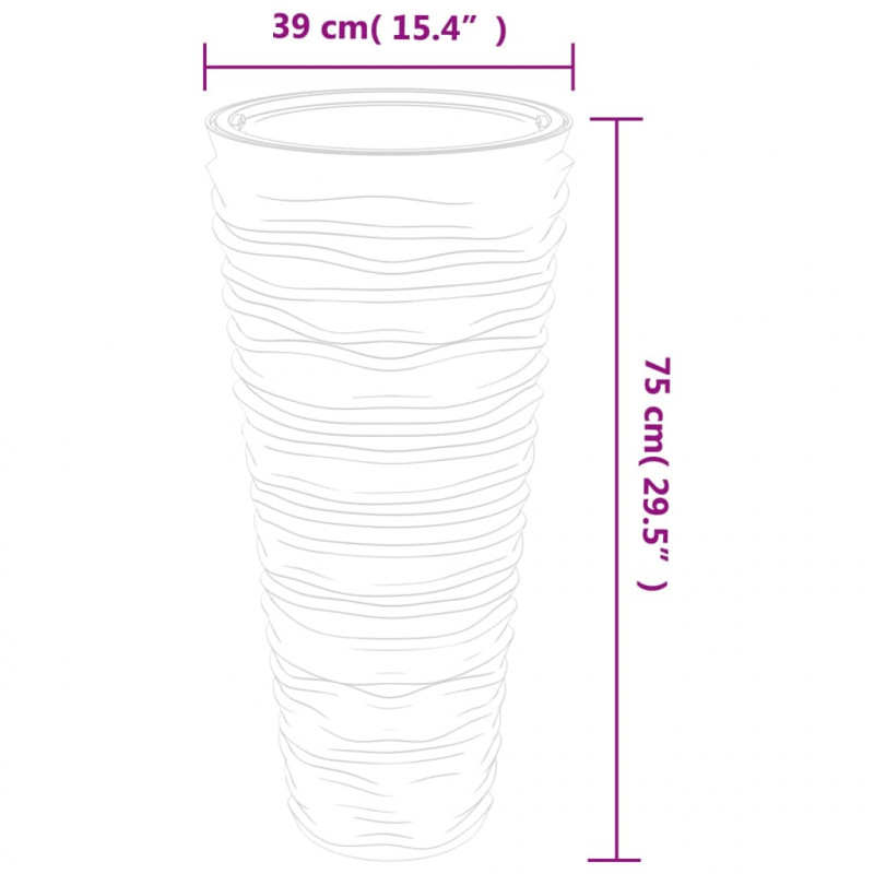 Donica z pojemnikiem wewnętrznym, mocha, 18/45 L, PP, prążki