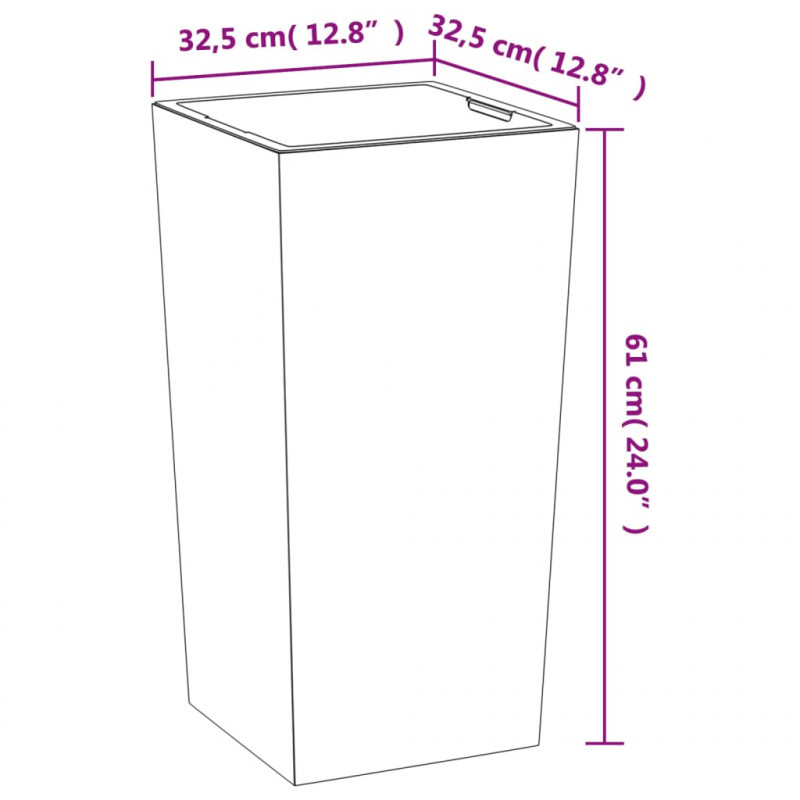 Donica z pojemnikiem wewnętrznym, antracyt, 21/49 L, beton PP