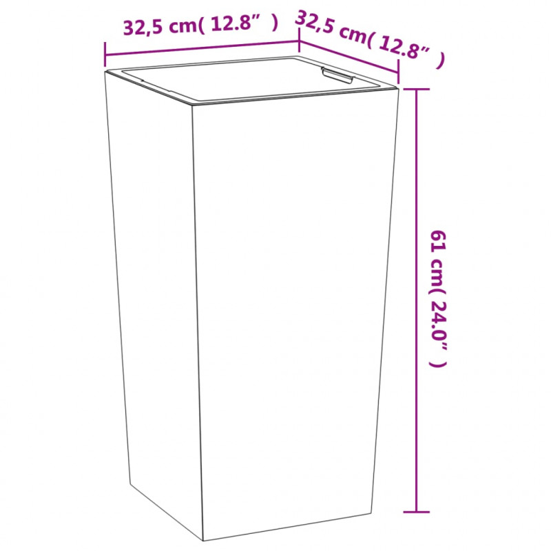 Donica z pojemnikiem wewnętrznym, szara, 21/49 L, beton PP