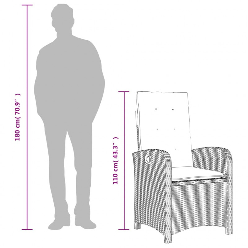 Rozkładane fotele ogrodowe, 2 szt., poduszki, mieszany beż