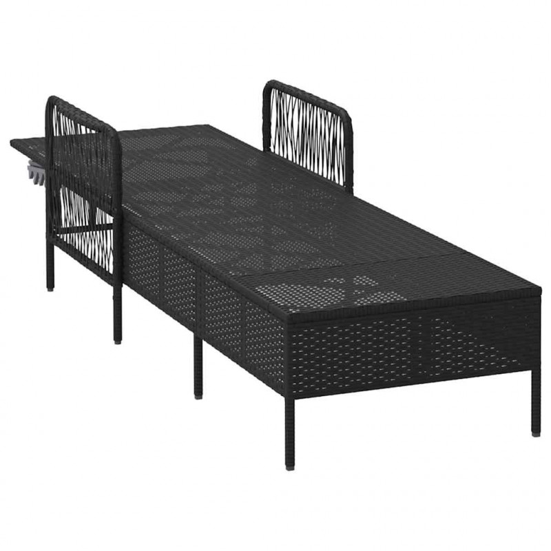 Leżak Czarny i kremowo-biały 55 x 200 x 92 cm polirattan
