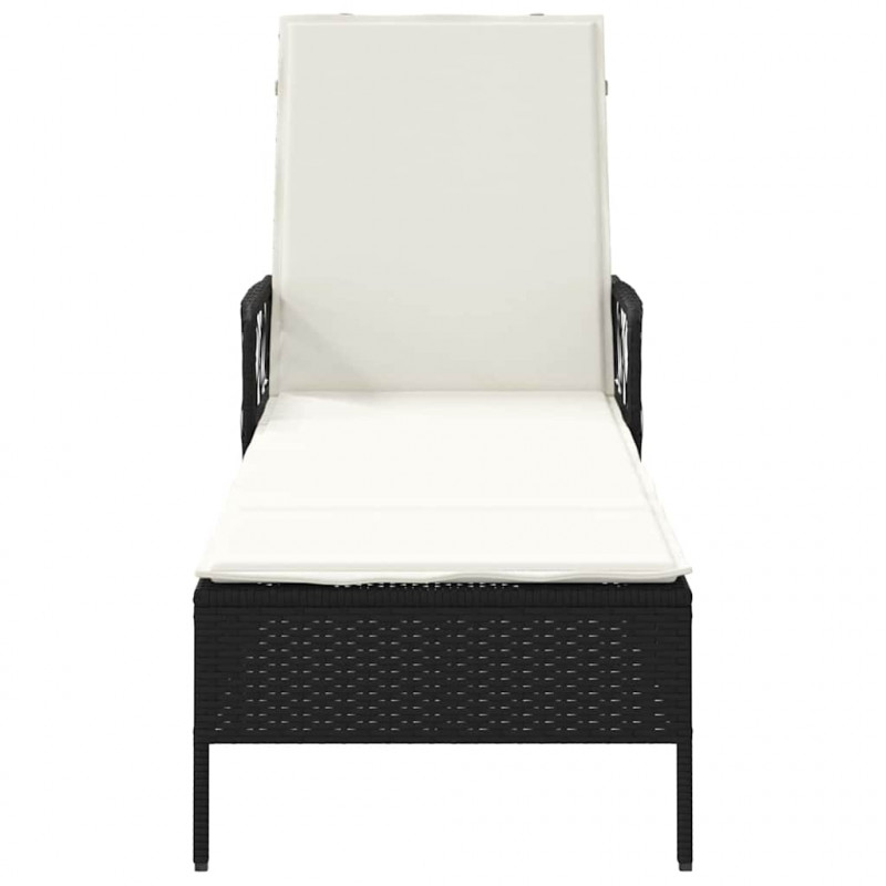 Leżak Czarny i kremowo-biały 55 x 200 x 92 cm polirattan
