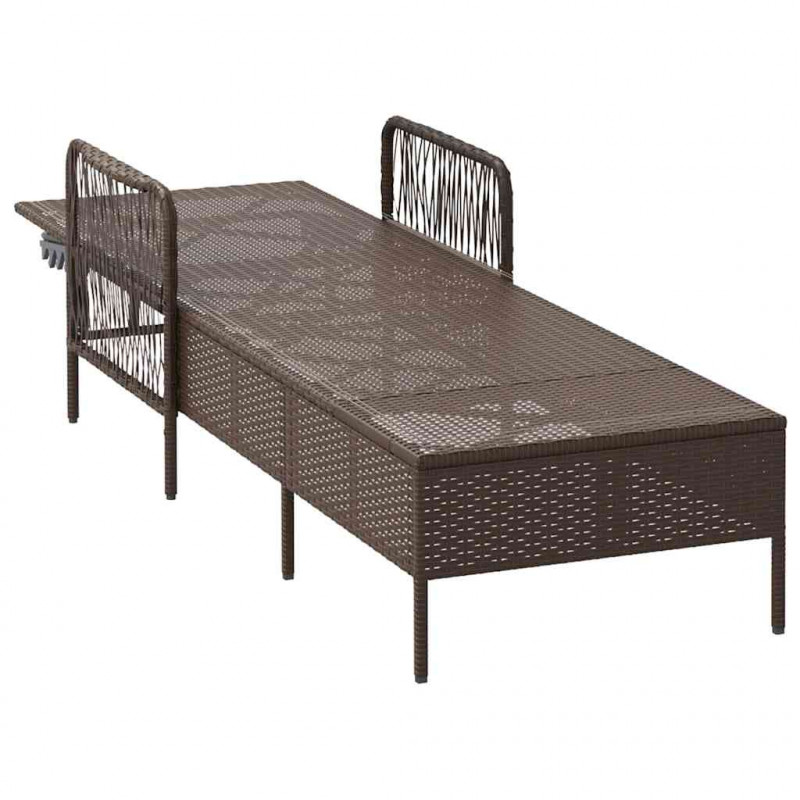 Leżak Brązowy i kremowy biały 55 x 200 x 92 cm polirattan