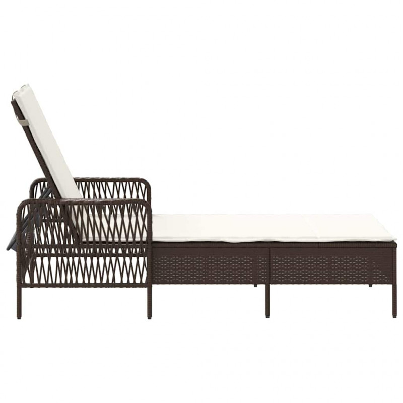 Leżak Brązowy i kremowy biały 55 x 200 x 92 cm polirattan