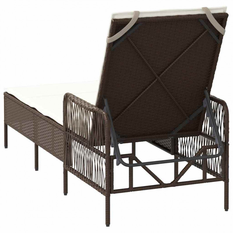 Leżak Brązowy i kremowy biały 55 x 200 x 92 cm polirattan