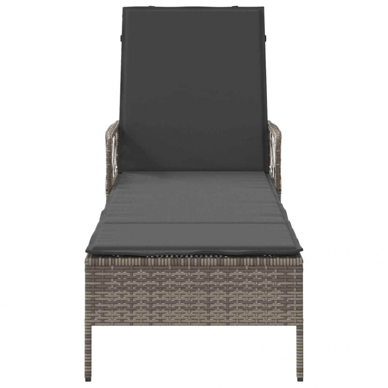 Leżak 1-osoba Szary i ciemnoszary 55 x 200 x 92 cm polirattan