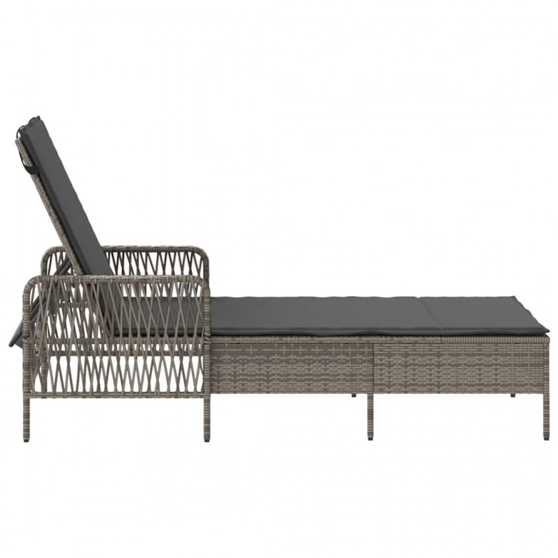 Leżak 1-osoba Szary i ciemnoszary 55 x 200 x 92 cm polirattan