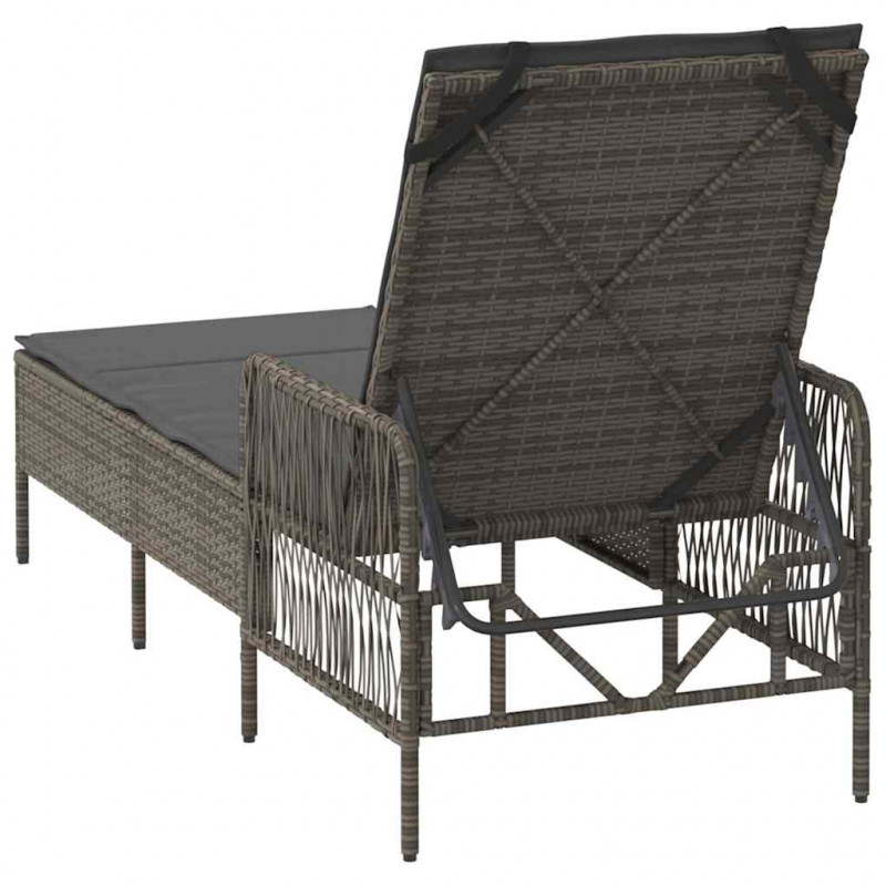 Leżak 1-osoba Szary i ciemnoszary 55 x 200 x 92 cm polirattan